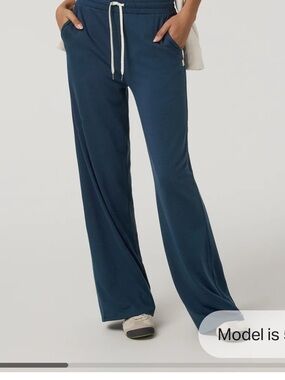 Vuori Women's Wide-Leg Drawstring Pants in Deep Teal Blue